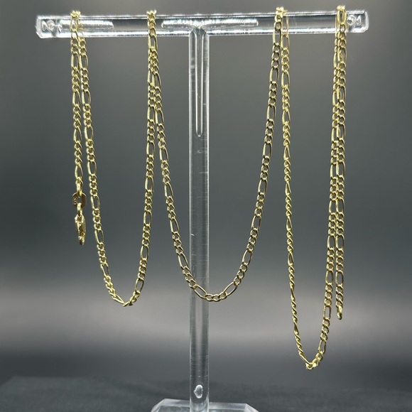 26”2.5mm.Solid 14K Gold Figaro Link Chain Necklace
